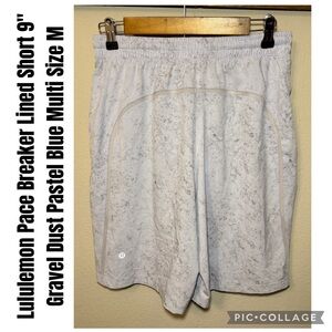 Lululemon Pace Breaker Lined Short 9" Gravel Dust Pastel Blue Multi Size M